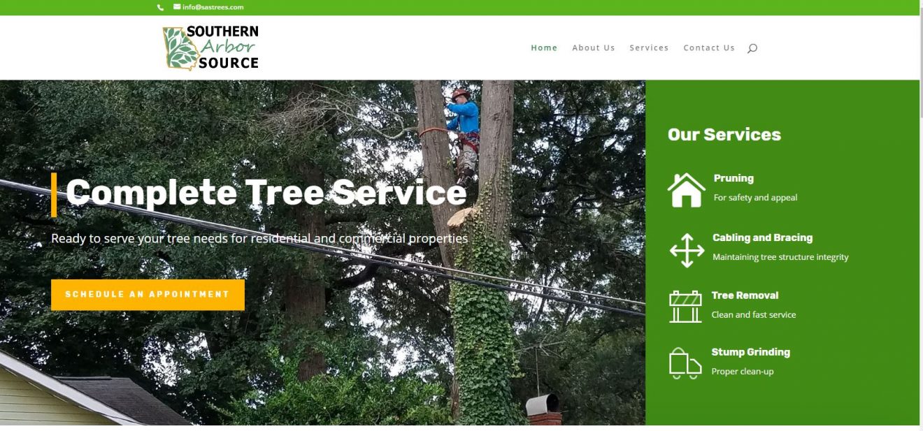 Solia Media Designs New Website for Southern Arbor Source - Top Tree Removal, Pruning, Cabling and Bracing, Stump Grinding